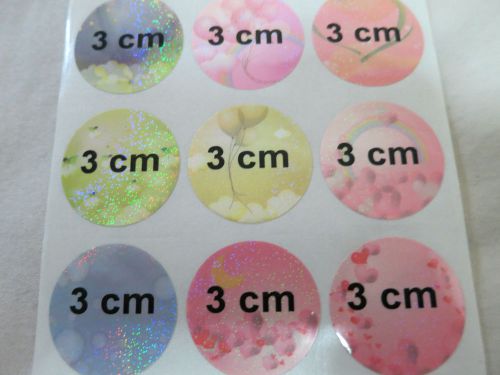 60 Colorful Glossy Round Personalized Waterproof Name Stickers 3cm Labels Decals
