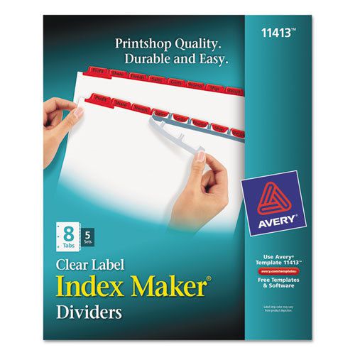 Index Maker Divider w/Color Tabs, Red 8-Tab, Letter, 5 Sets/Pack