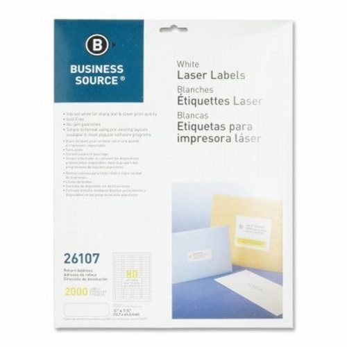 Business Source Mailing Labels, Return Address,Laser, 2000 per Pack (BSN26107)
