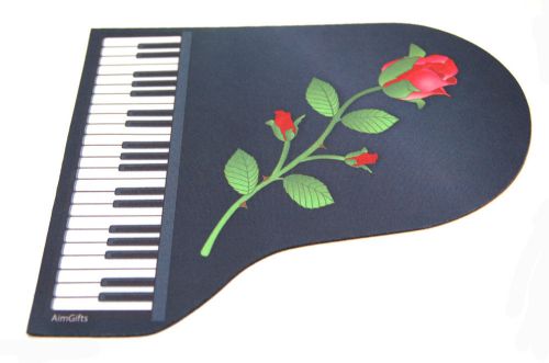 GRAND PIANO DIE CUT MOUSE PAD WITH ROSE