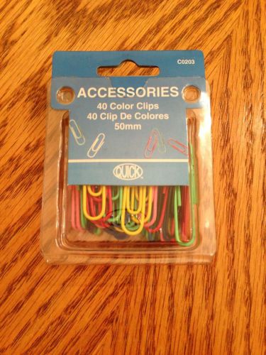 40 pc Paper Clips Assorted Colors 50 mm  *NIP*