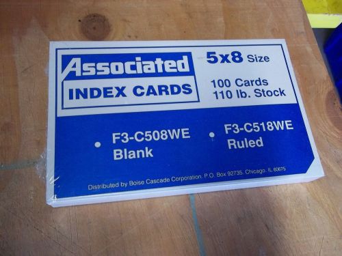 Pack of (100) nip associated 5”x8” index cards 110 lb. stock ruled one side for sale