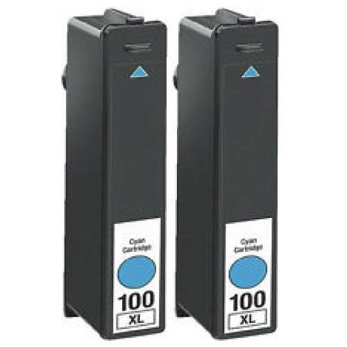 2 Genuine Cyan 100XL ink cartridges for Lexmark S305 Pro 205 S405 S505 S605