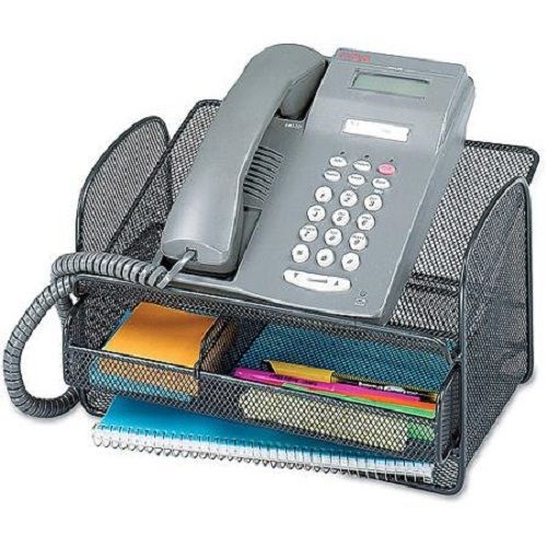 Safco onyx angled mesh steel telephone stand, black for sale