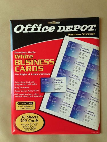 Business Cards 300 Cards Matte White Inkjet Laser 8371 New