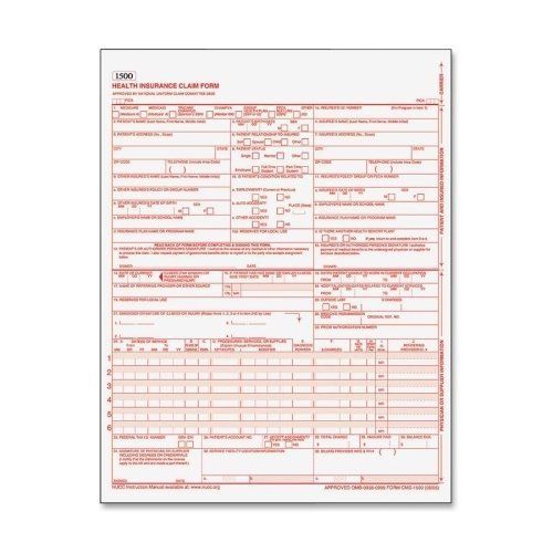 Adams Health Insurance Claim Form - 1 Part - 11&#034; X 8.50&#034; Form Size - (cms1500l2)