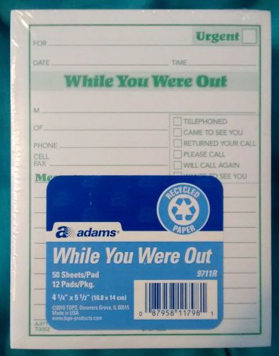Adams Recycled While You Were Out Pads 12 Pack