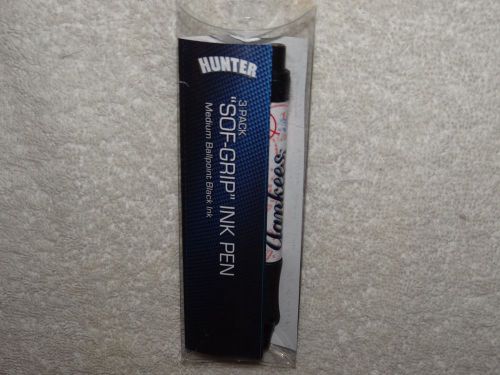 Mlb new york yankees baseball soft grip ink pen 1 pack lot set of 3 new! for sale