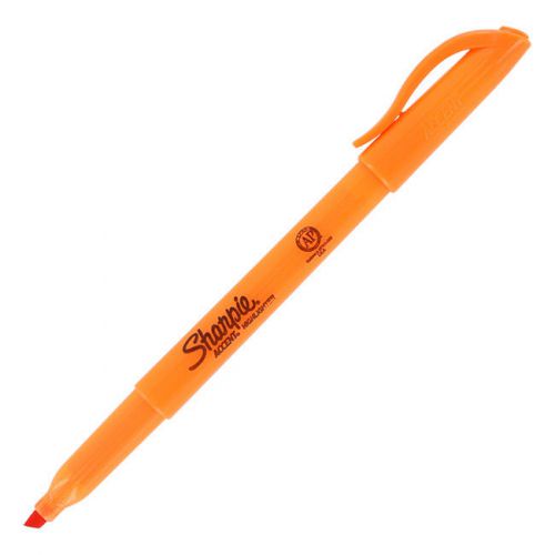 Sharpie Accent Pocket Style Highlighter, Chisel Tip, Fluorescent Orange, 12/Pack