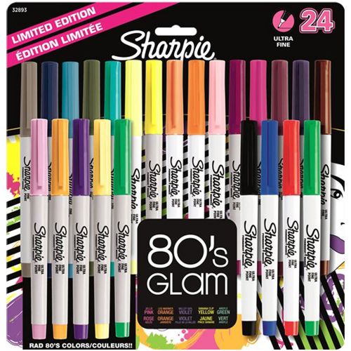 Sharpie Permanent Markers Ultra Fine Point 80&#039;s Glam 24-pk
