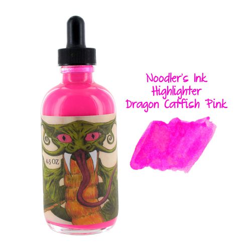 Noodler&#039;s Ink Bottled Ink, 4.5 oz. w/ Free Pen, Highlighter Dragon Catfish Pink