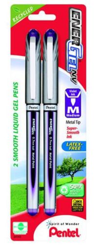 EnerGel NV Liquid Gel Pen 0.7mm Med Line Capped Metal Tip Violet Ink 2 Pack
