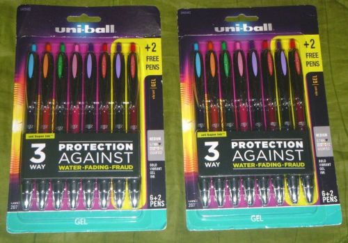 Uni-ball 207 Signo Gel Pens w/ Super Ink Assorted Med 0.7mm (8-pack)x2 (16 pens)