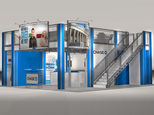 Double deck tradeshow 30x30 booth rental - tr3030 (vegas anaheim &amp; los angeles) for sale