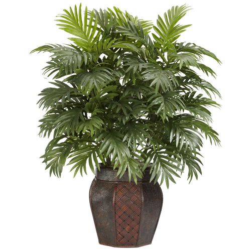 Areca Palm w/Patterned Vase/Silk Plant/38 inches tall/Nearly Natural/office/home