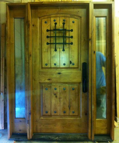 New RUSTIC Front exterior Entry Door with sidelights 3068 Door With 2 Sidelights