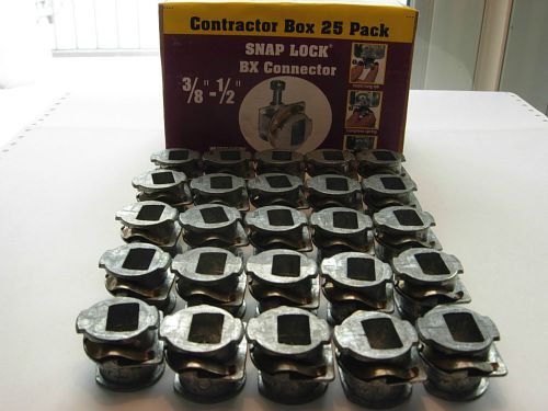 SNAP LOCK BX MC FLEX Electrical CONNECTORS Box of 25 3/8&#034;-1/2&#034; Sigma Elect C-560