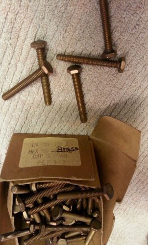 Solid brass / bronze hex head cap screws bolts 1/4-20 x 2&#034; qty: 50; nos; nib for sale