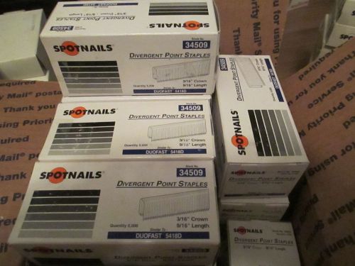 Lot 9 boxes new 5000/box spotnails duo-fast 5418d 9/16&#034; x 3/16&#034; crown staples for sale