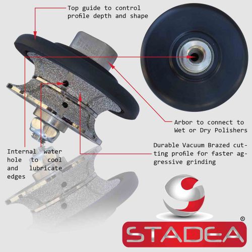 STADEA Diamond Profile Grinding Wheel Full Bullnose 3/4&#034; Granite Stone Concrete