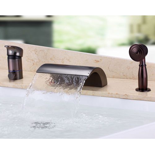 Modern Waterfall Roman Tub Faucet Tap Oil Rubbed Bronze Finished Free Shipping