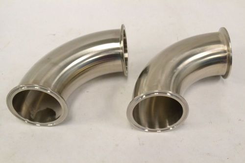 Lot 2 new alfa laval 861888 elbow pipe fitting 3-1/2 in od 2-7/8 in id b313738 for sale