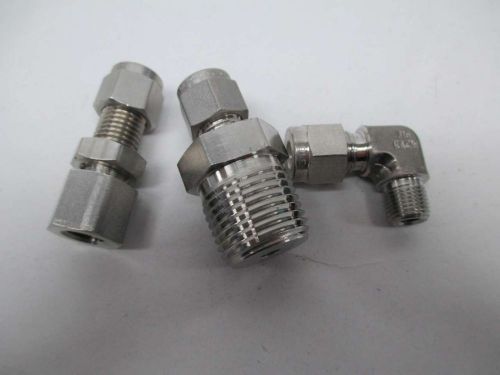 Lot 3 new swagelok assorted njs sxp kacw parker stainless pipe fitting d361299 for sale