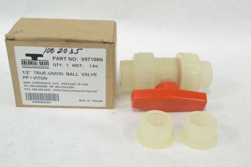 New colonial v07106n true-union pp/viton pvc 1/2 in ball valve b334789 for sale