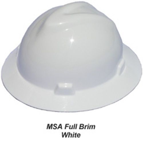 New msa full brim v-guard hard hat with ratchet suspension - white for sale