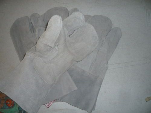 3 NEW PAIR LG LEATHER WELDERS 3 FINGER MITS