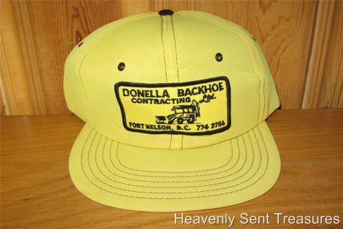 Donella backhoe contracting ltd. defunct vtg 70s yellow trucker snapback hat cap for sale