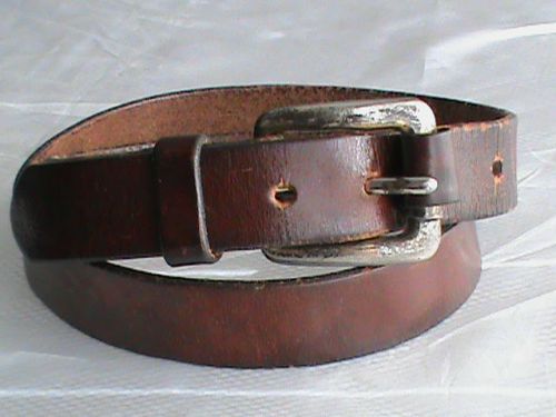 Genuine leather brown 1 1/4&#034; belt unisex jean 34-36 metal buckle 41.5&#034; Old Navy