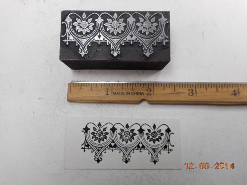 Letterpress Printing Printers Block, Pretty 3 Stylized Hearts &amp; Flowers Ornament