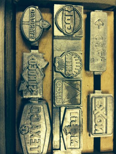 Letterpress print blocks vintage (Gas station Logos) Complete set