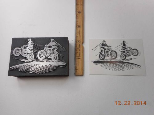 Letterpress Printing Printers Block, Motocross, Motorcycle Dirt Bikes Racing