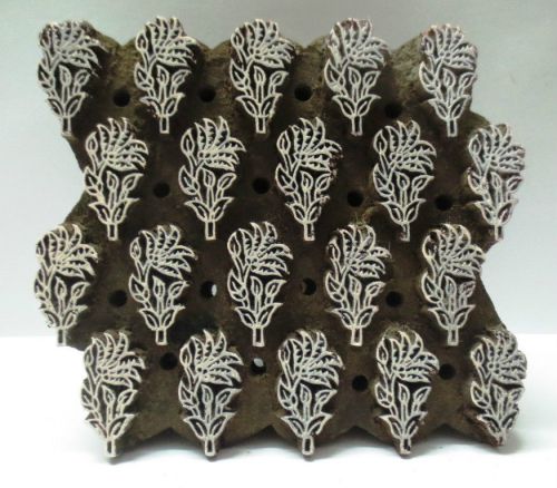 INDIAN WOOD HAND CARVED TEXTILE PRINTING FABRIC BLOCK STAMP DESIGN LARGE HOT 153