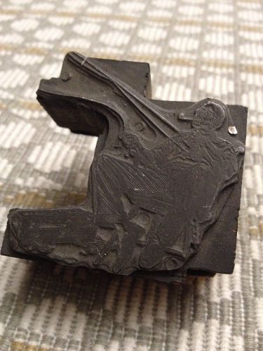 Vintage letterpress | man smoking pipe and fishing | print block for sale