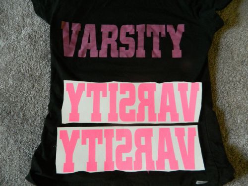 Heat Press Transfer &#034;VARSITY&#034; SET OF 2 NEON PINK