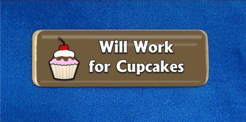 Cupcake Custom Personalized Name Tag Badge ID Brown Baker Bakery Lover Shop