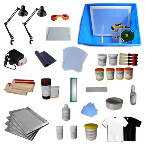4 Color T-Shirt Silk Screen Printing Equipment&amp;Materials Kit Plastisol Inks