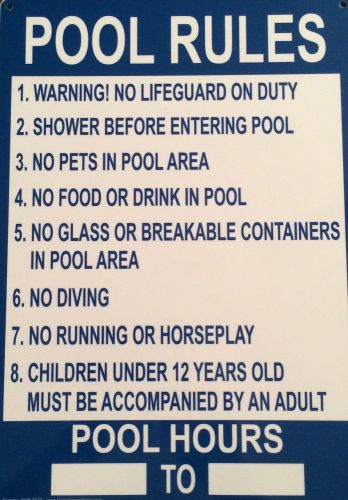 POOL RULES Durable Exterior Metal Sign For Home Or Commercial Use. NEW