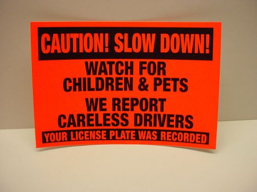 10 Caution Slow Down ! Watch For Children &amp; Pets ! Driver Warning Sign Stickers