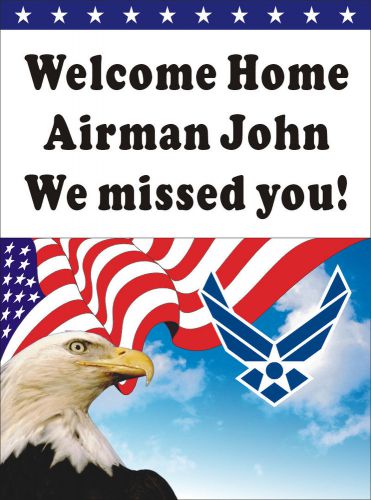 3ftX4ft Personalized Welcome Home Airman US (U.S.) Air Force Banner (Eagle BG)