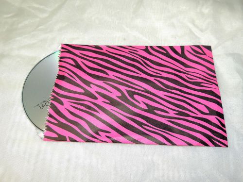 100 5x7 Hot Pink Zebra Paper Bags, Animal Striped Colored Party Kraft Gift Bags