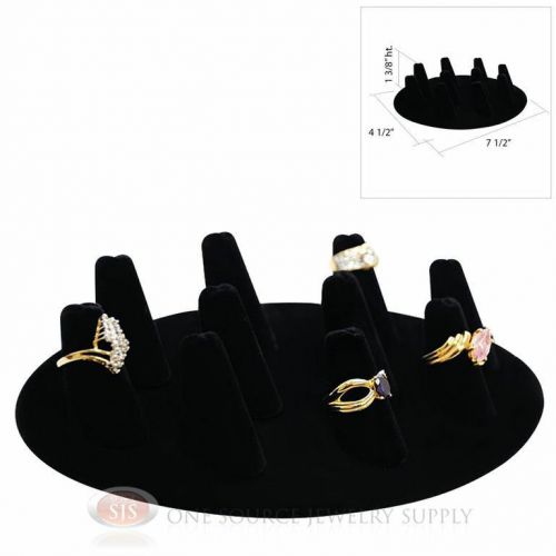 1 3/8&#034; Ten Finger Black Velvet Oval Ring Display Jewelry Showcase Presentation