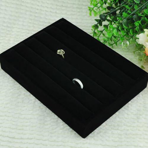 Retail ring ear stud jewelry display tray case storage box showcase holder black for sale