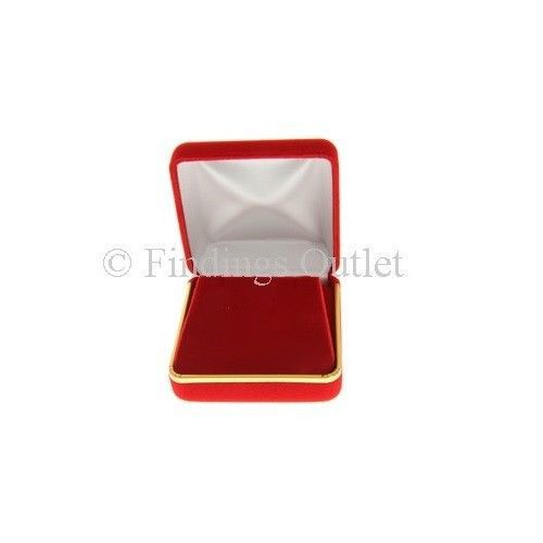 Classic Red Velvet Metal Pendant Or Earring Boxes With Gold Brass Trim - 1 Dozen