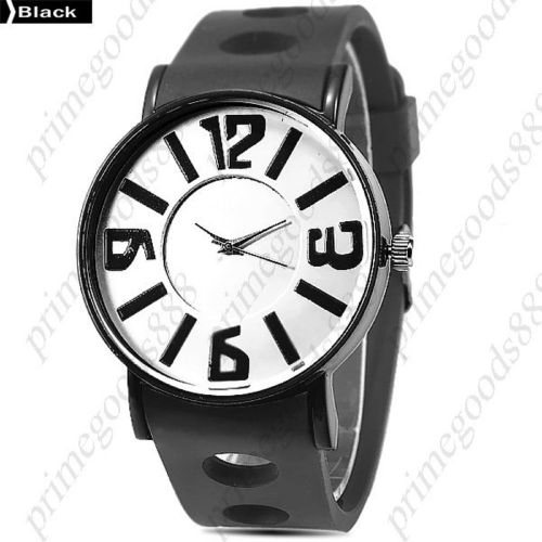 Round case rubber band  analog quartz lady ladies wristwatch women&#039;s black for sale