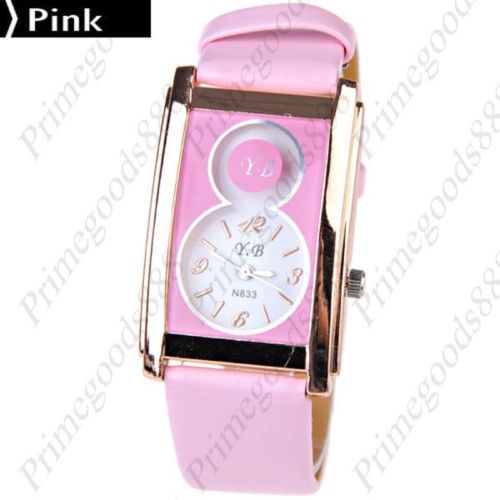 Number 8 Synthetic Leather Quartz Wristwatch Women&#039;s Free Shipping in Pink