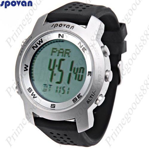 Sport Wristwatch Waterproof Digital Barometer Altimeter Compass Silver Case